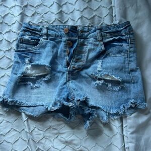 distressed jean shorts